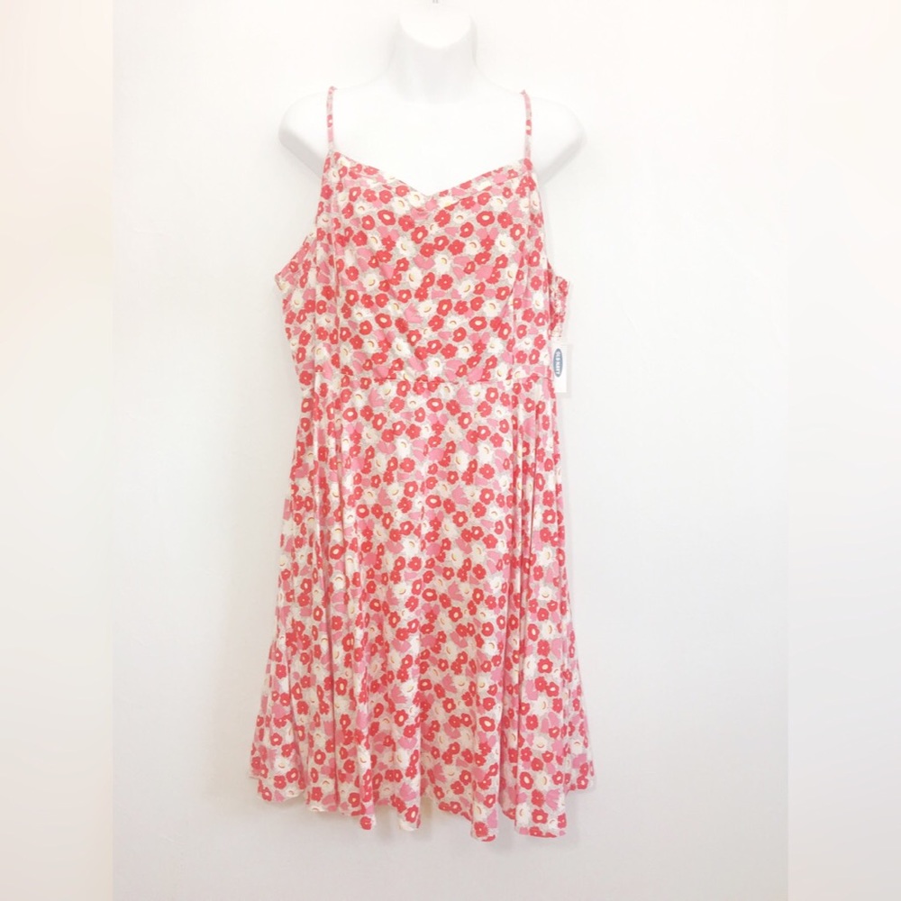 Old Navy Fit & Flare Pink Floral Strappy Dress